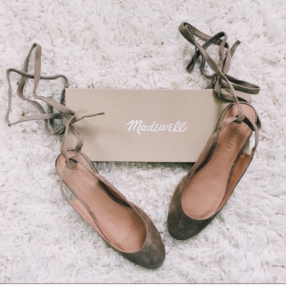 Madewell Blue Lace Up Ballet Flats Size 9 - Picture 4 of 6